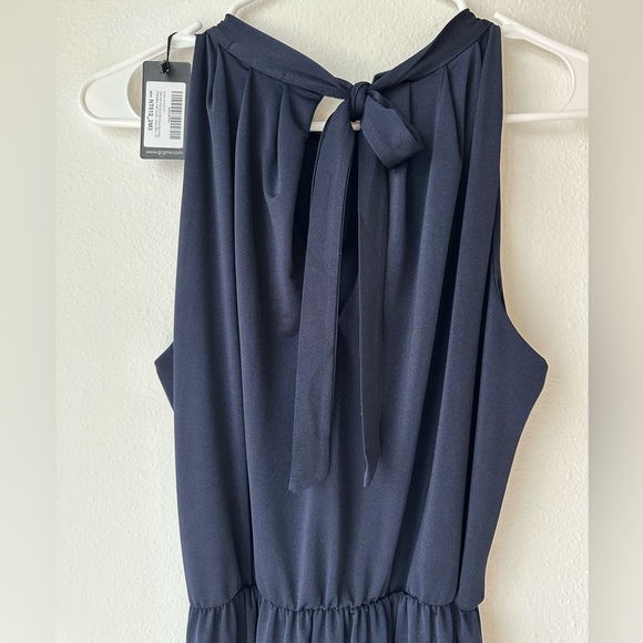 Formal navy halter dress with keyhole back - Picture 5 of 10